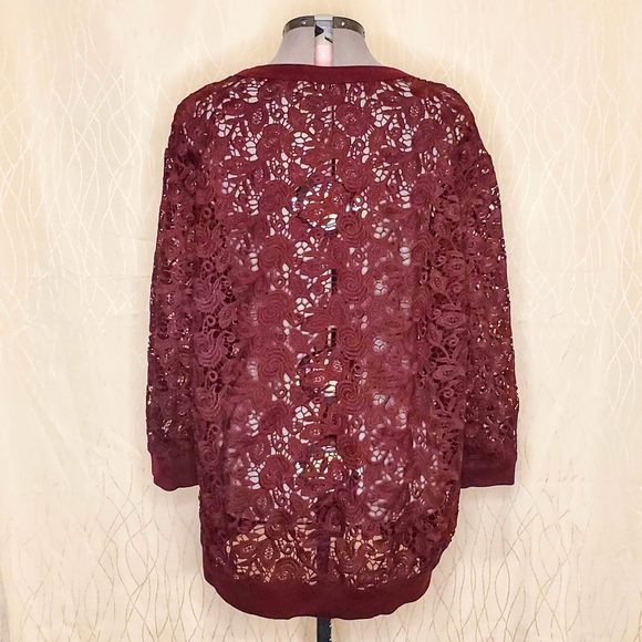 Aritzia Wilfred Burgundy Oversize Lace Sweatshirt - Picture 4 of 9